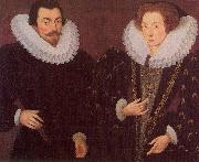 Hieronimo Custodis Sir John Harington and his wfie, Mary Rogers, Lady Harington Sweden oil painting artist
